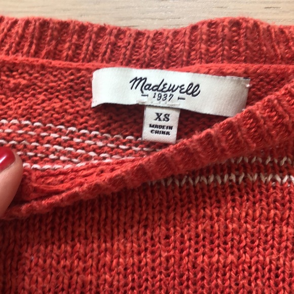 Madewell womens orange striped sweater XS - Picture 3 of 9